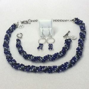 FINAL SALE PRICE Unique OOAK Designer Jewelry Set in Black & Blues